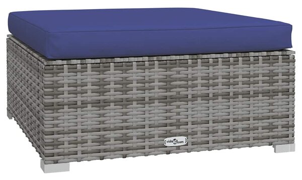 VidaXL szürke polyrattan kerti lábtartó párnával 70 x 70 x 30 cm