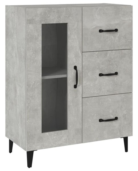 Betonszürke szerelt fa tálalószekrény 69,5 x 34 x 90 cm