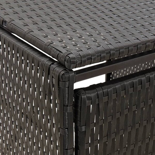 Fekete polyrattan kerekes kukatároló fészer 70 x 80 x 117 cm