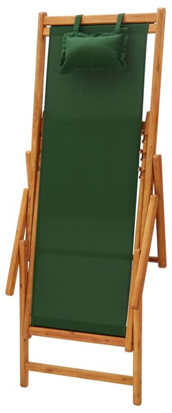 Tömör eukaliptuszfa és zöld szövet összecsukható strandszék