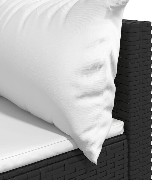 Fekete polyrattan kerti sarokkanapé párnákkal