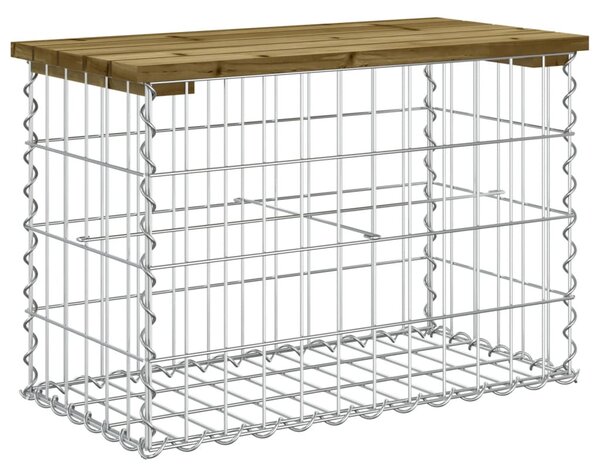 Tömör impergnált fenyőfa gabion kerti pad 63 x 31,5 x 42 cm