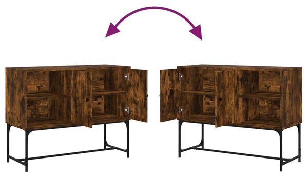 Füstös tölgy színű szerelt fa tálalószekrény 100 x 40 x 79,5 cm