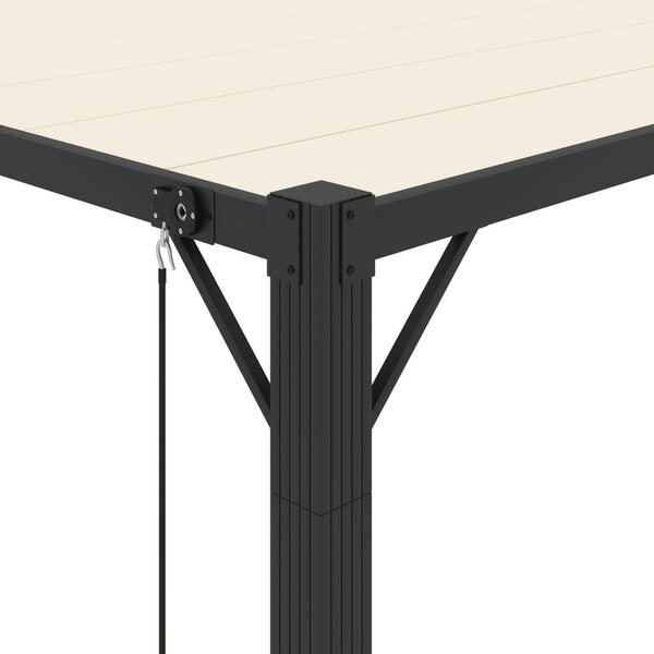 Krémszínű szövet és alumínium pavilon lamellás tetővel 3 x 4 m