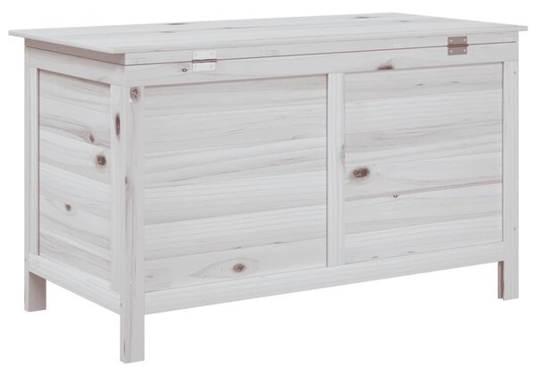 Fehér tömör fenyőfa kerti tárolóláda 99 x 49,5 x 58,5 cm