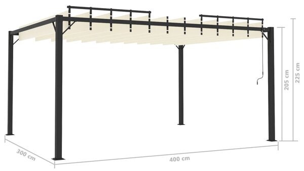 Krémszínű szövet és alumínium pavilon lamellás tetővel 3 x 4 m