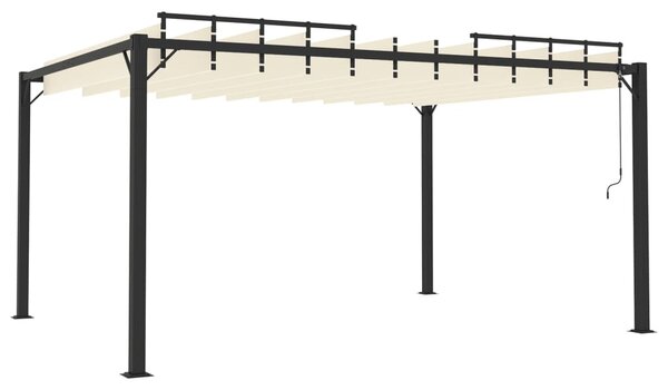 Krémszínű szövet és alumínium pavilon lamellás tetővel 3 x 4 m