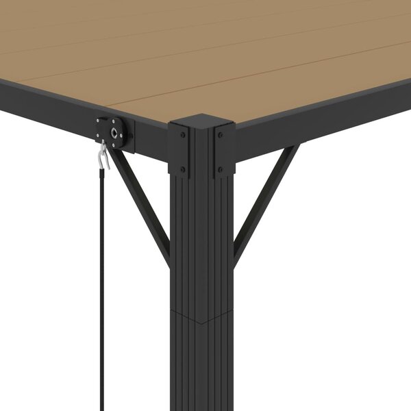 Tópszínű szövet és alumínium pavilon lamellás tetővel 3 x 3 m
