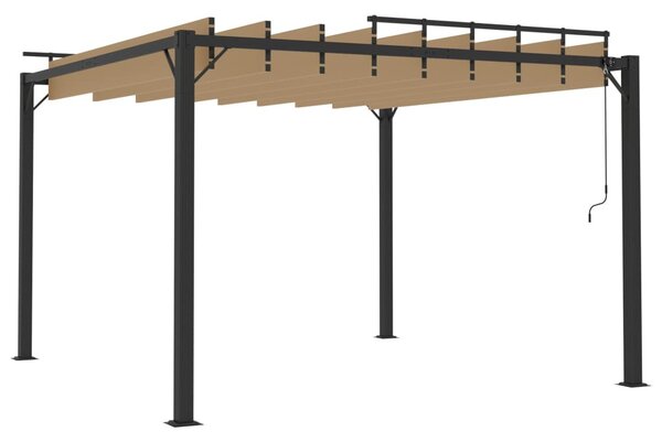 Tópszínű szövet és alumínium pavilon lamellás tetővel 3 x 3 m