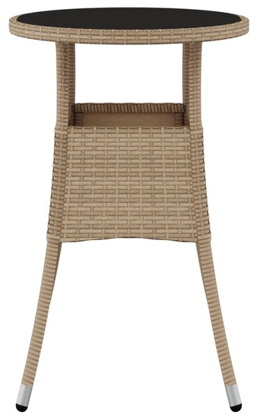Bézs polyrattan és edzett üveg kerti asztal Ø60 x 75 cm