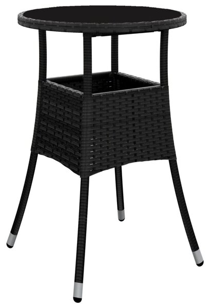 3 részes fekete polyrattan/üveg kerti étkezőgarnitúra párnákkal