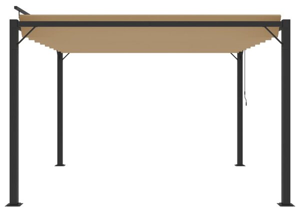 Tópszínű szövet és alumínium pavilon lamellás tetővel 3 x 3 m
