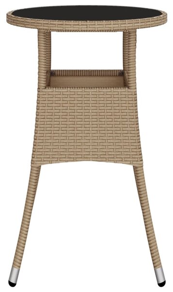 Bézs polyrattan és edzett üveg kerti asztal Ø60 x 75 cm