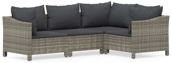 VidaXL 4 részes szürke polyrattan kerti ülőgarnitúra párnákkal