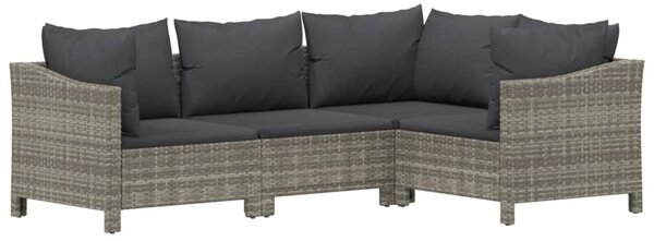 VidaXL 4 részes szürke polyrattan kerti ülőgarnitúra párnákkal