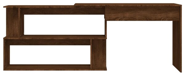 Barna tölgyszínű szerelt fa sarokasztal 200 x 50 x 76 cm