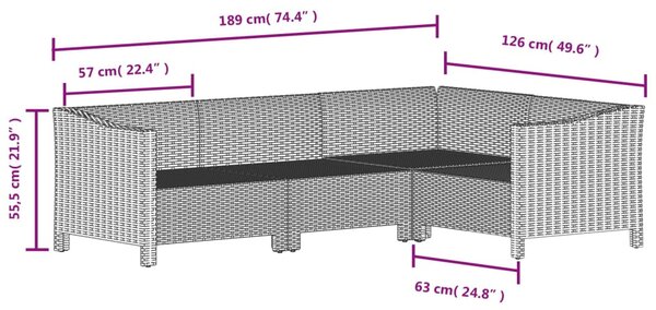 VidaXL 4 részes szürke polyrattan kerti ülőgarnitúra párnákkal