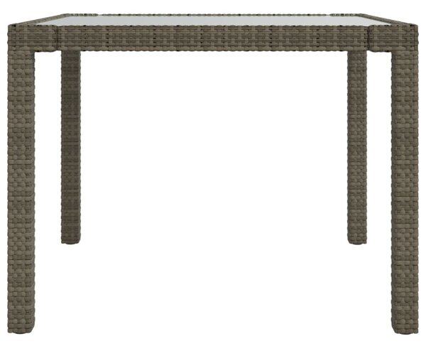Szürke polyrattan és edzett üveg kerti asztal 90 x 90 x 75 cm