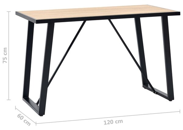Tölgyszínű MDF étkezőasztal 120 x 60 x 75 cm
