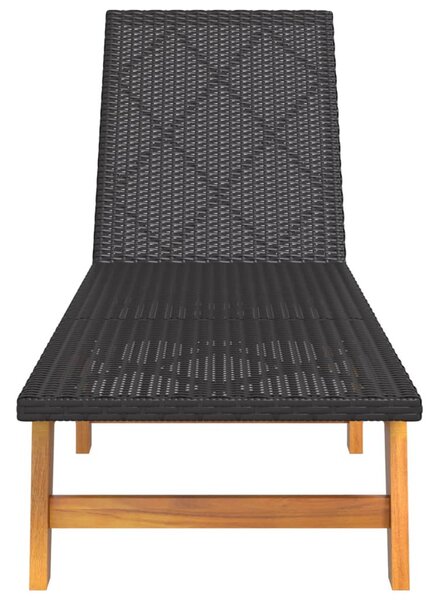 Fekete-barna polyrattan és tömör akácfa napágy