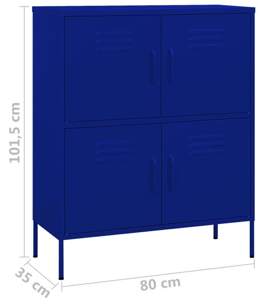 Tengerészkék acél tárolószekrény 80 x 35 x 101,5 cm