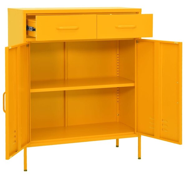 Mustársárga acél tárolószekrény 80 x 35 x 101,5 cm