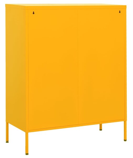 Mustársárga acél tárolószekrény 80 x 35 x 101,5 cm
