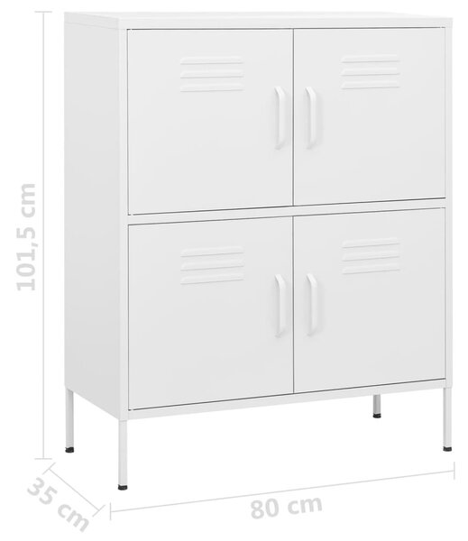 Fehér acél tárolószekrény 80 x 35 x 101,5 cm