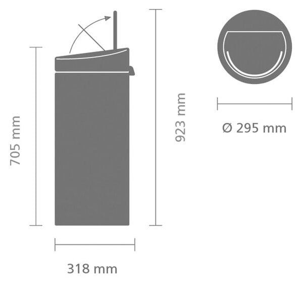 Szürke acél érintésre nyíló szemetes 30 l Touch Bin – Brabantia