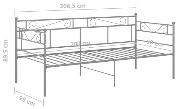 Szürke fém kanapéágy-keret 90 x 200 cm