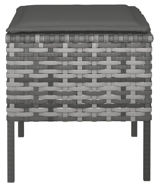 4 db szürke polyrattan kerti lábzsámoly párnákkal