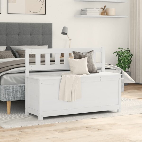 Fehér tömör fenyőfa pad 110 x 41 x 76,5 cm