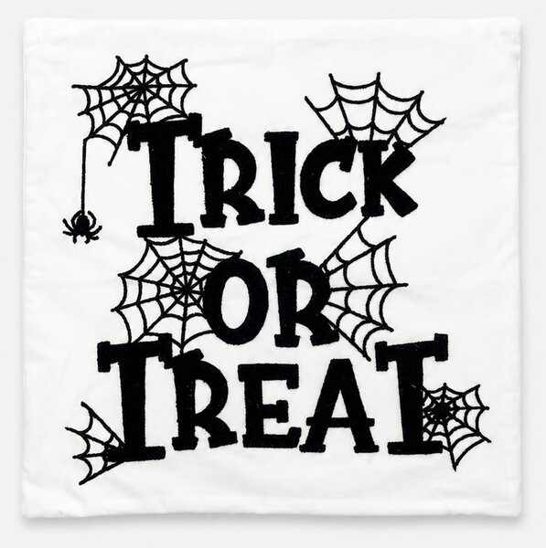 Sinsay - Halloweeni díszpárnahuzat felirattal és pókhálómotívummal - fehér