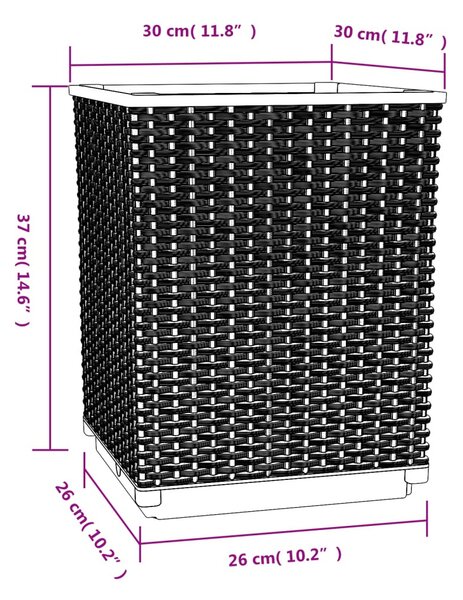 2 db sötétszürke polipropilén növénytartó 30 x 30 x 37 cm