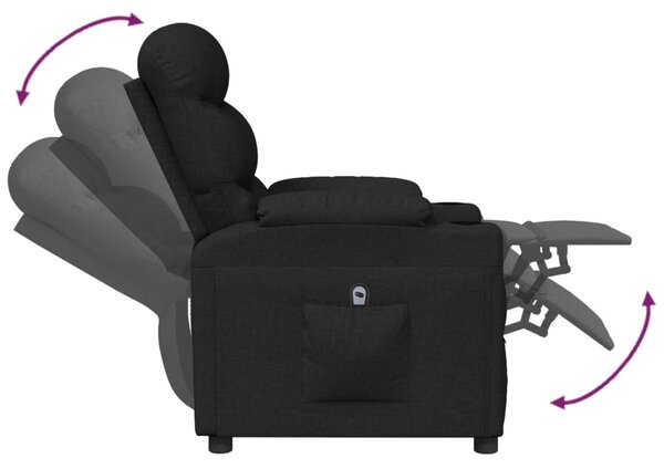 VidaXL fekete szövet elektromos dönthető fotel