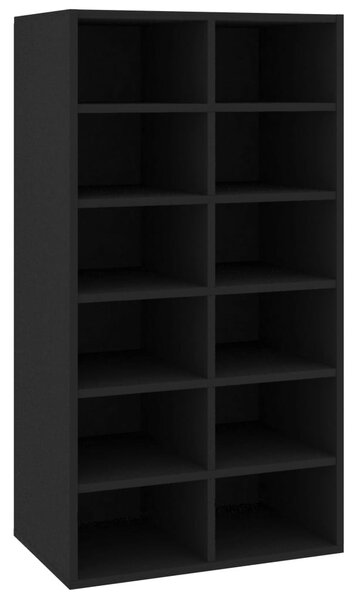 Fekete szerelt fa cipőtartó 54 x 34 x 100,5 cm