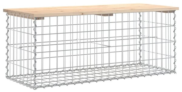 Tömör fenyőfa gabion kerti pad 103x44x42 cm