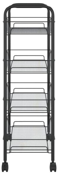 Fekete 4 szintes vas konyhai kerekes kocsi 46 x 26 x 85 cm