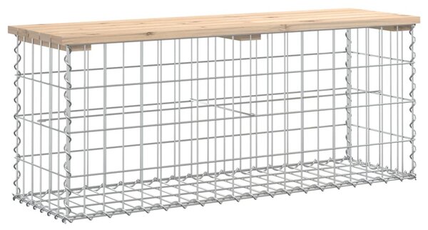 Tömör fenyőfa gabion kerti pad 103x31,5x42 cm