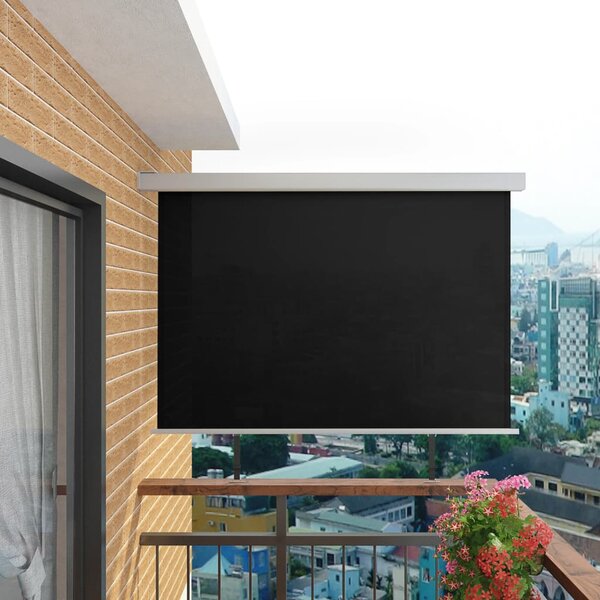 VidaXL multifunkciós fekete oldalsó napellenző erkélyre 180 x 200 cm