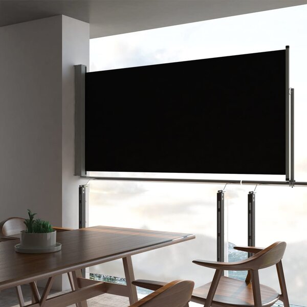 VidaXL fekete behúzható oldalsó terasz napellenző 120 x 300 cm
