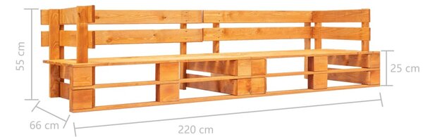 2 személyes mézbarna fa kerti raklapkanapé