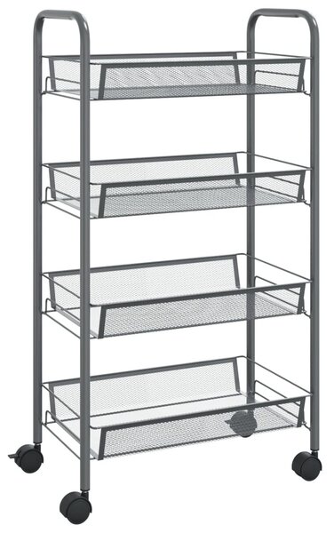 4 szintes szürke vas konyhai kerekes kocsi 46 x 26 x 85 cm