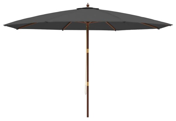 Antracitszürke kerti napernyő fa rúddal 400 x 273 cm
