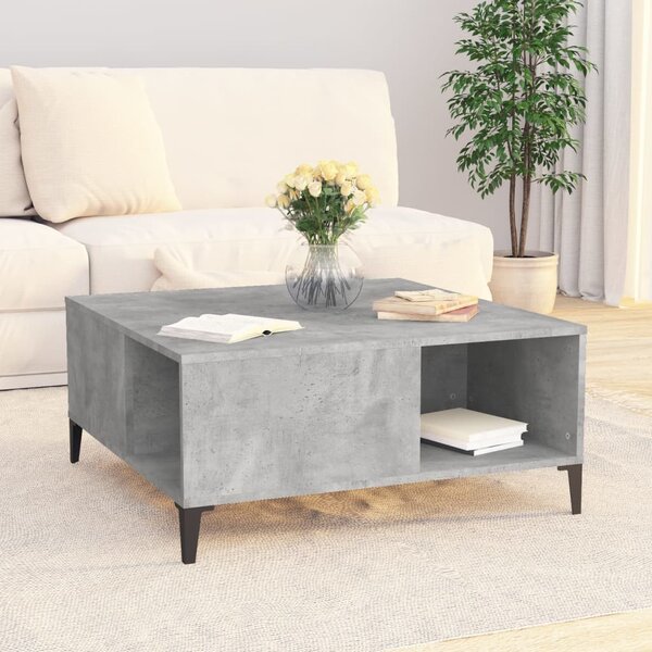 Betonszürke szerelt fa dohányzóasztal 80x80x36,5 cm