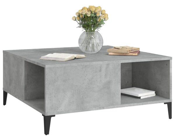 Betonszürke szerelt fa dohányzóasztal 80x80x36,5 cm