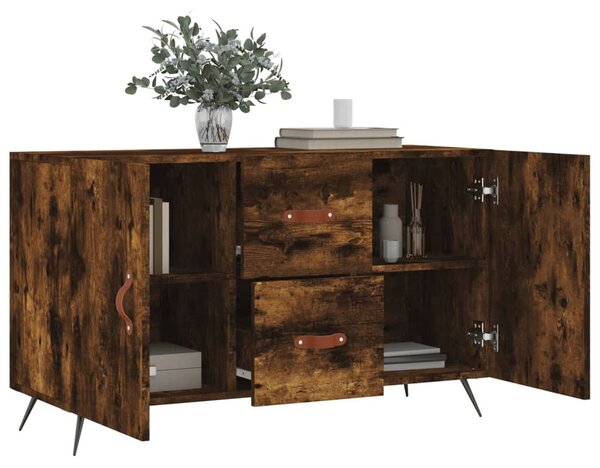 Füstös tölgy színű szerelt fa tálalószekrény 100 x 36 x 90 cm