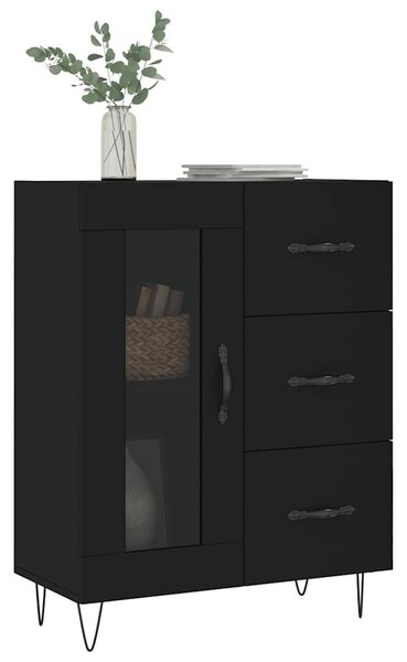 Fekete szerelt fa tálalószekrény 69,5 x 34 x 90 cm
