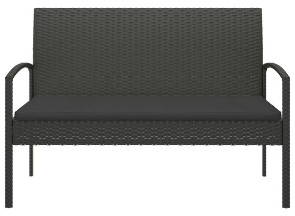 Fekete polyrattan kerti pad párnával 105 cm