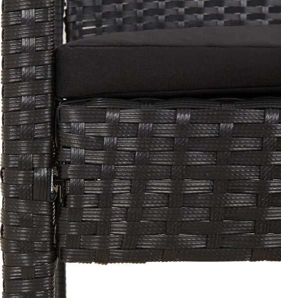 Fekete polyrattan kerti pad párnával 105 cm